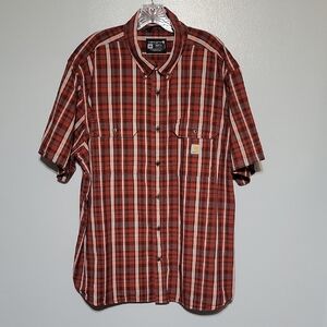 Carhartt Men’s Short Sleeve Plaid Button-Down Shirt in Red and White Sz 2XL